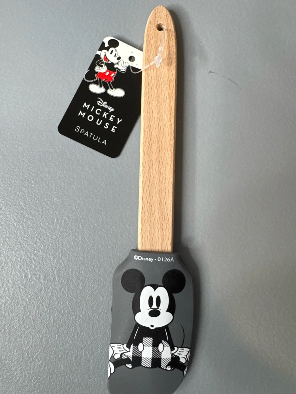 Disney Gray Mickey Mouse character print Silicone & Wood Spatula